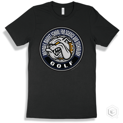 Rockdale Magnet School for Science and Technology Bulldogs Black T-Shirt - Mascot Circle Golf Design