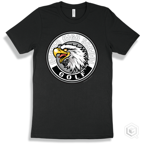 Austin High School Eagles Black T-Shirt - Mascot Circle Golf Design