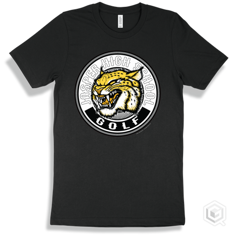 Jasper High School Wildcats Black T-Shirt - Mascot Circle Golf Design