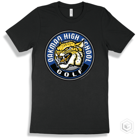 Oakman High School Wildcats Black T-Shirt - Mascot Circle Golf Design