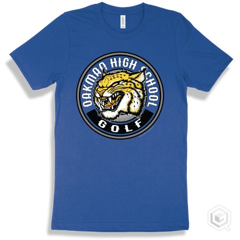 Oakman High School Wildcats True Royal T-Shirt - Mascot Circle Golf Design