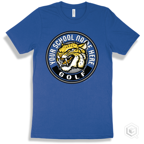 Your School Name Here Wildcats True Royal T-Shirt - Mascot Circle Golf Design