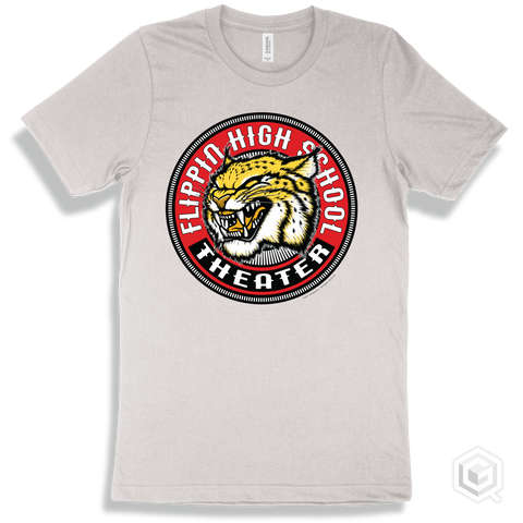 Flippin High School Bobcats White T-Shirt - Mascot Circle Theater Design