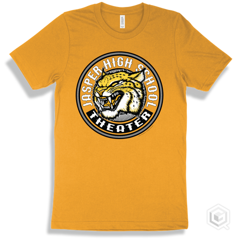 Jasper High School Wildcats Gold T-Shirt - Mascot Circle Theater Design