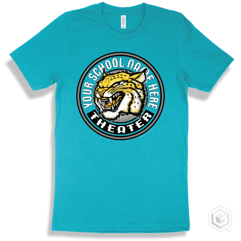 Your School Name Here Wildcats Turquoise T-Shirt - Mascot Circle Theater Design