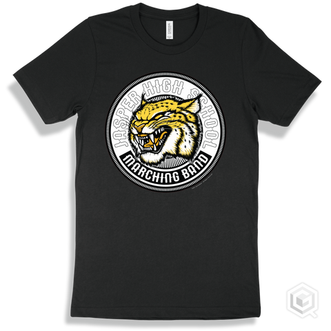 Jasper High School Wildcats Black T-Shirt - Mascot Circle Marching Band Design