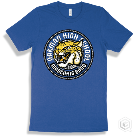 Oakman High School Wildcats True Royal T-Shirt - Mascot Circle Marching Band Design