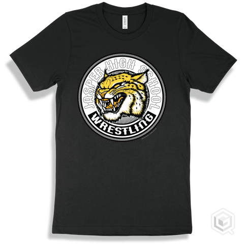 Jasper High School Wildcats Black T-Shirt - Mascot Circle Wrestling Design