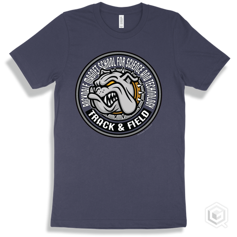 Rockdale Magnet School for Science and Technology Bulldogs Navy T-Shirt - Mascot Circle Track & Field Design