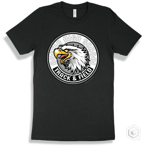 Austin High School Eagles Black T-Shirt - Mascot Circle Track & Field Design