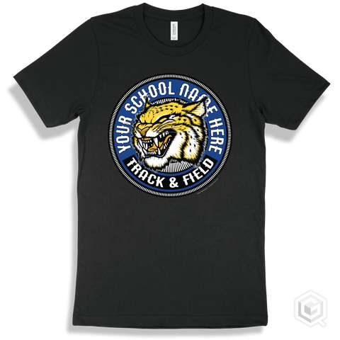 Your School Name Here Wildcats Black T-Shirt - Mascot Circle Track & Field Design