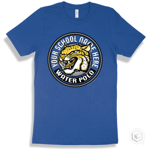 Your School Name Here Wildcats True Royal T-Shirt - Mascot Circle Water Polo Design