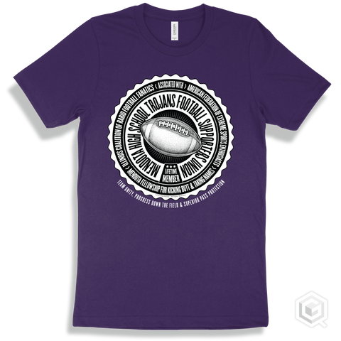 Mendota High School Trojans Football Supporters Union Design - Team Purple T-shirt