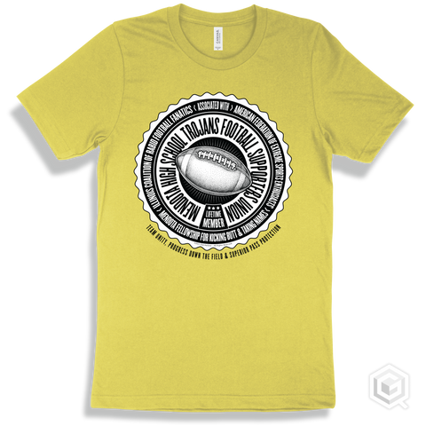Mendota High School Trojans Football Supporters Union Design - Yellow T-shirt