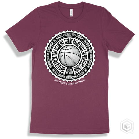 Inkster Prepatory Academy Tigers Basketball Supporters Union Design - Maroon T-shirt
