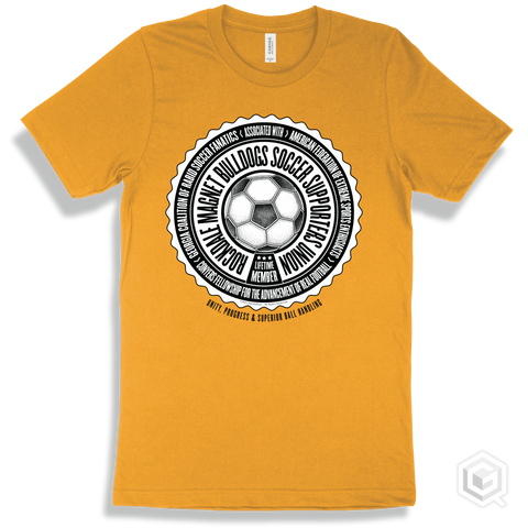 Rockdale Magnet School for Science and Technology Bulldogs Soccer Supporters Union Design - Gold T-shirt