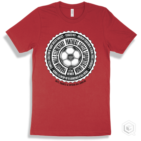 Paragon Mills Elementary  Panthers Soccer Supporters Union Design - Red T-shirt
