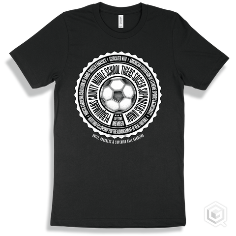Perquimans County Middle School Tigers Soccer Supporters Union Design - Black T-shirt