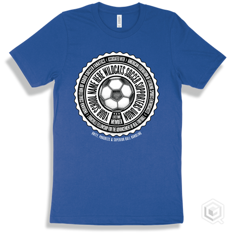 Your School Name Here Wildcats Soccer Supporters Union Design - True Royal T-shirt