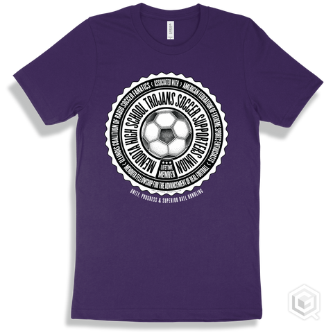Mendota High School Trojans Soccer Supporters Union Design - Team Purple T-shirt