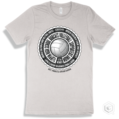 Flippin High School Bobcats Volleyball Supporters Union Design - White T-shirt