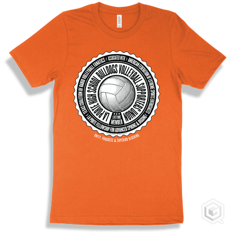 La Porte High School Bulldogs Volleyball Supporters Union Design - Orange T-shirt