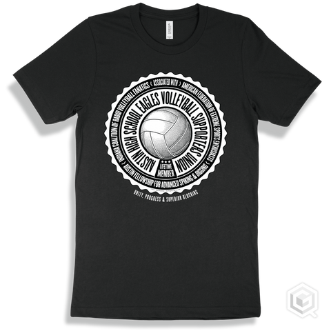 Austin High School Eagles Volleyball Supporters Union Design - Black T-shirt