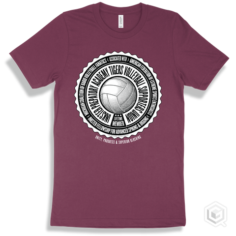 Inkster Prepatory Academy Tigers Volleyball Supporters Union Design - Maroon T-shirt