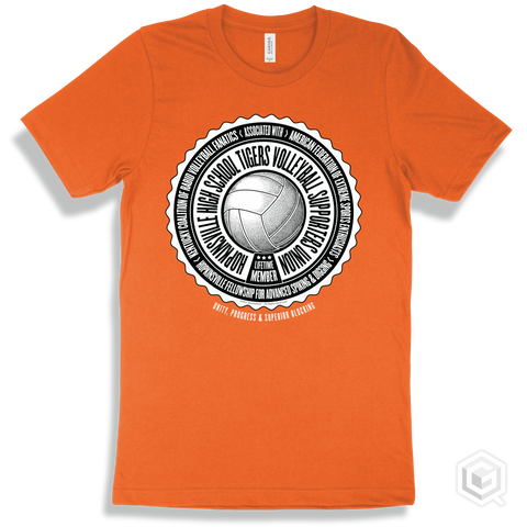 Hopkinsville High School Tigers Volleyball Supporters Union Design - Orange T-shirt