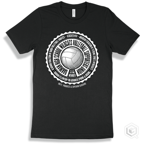 Oakman High School Wildcats Volleyball Supporters Union Design - Black T-shirt
