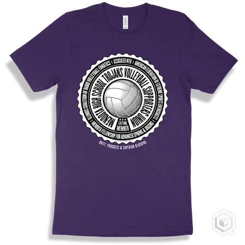 Mendota High School Trojans Volleyball Supporters Union Design - Team Purple T-shirt