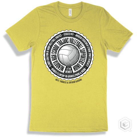 Mendota High School Trojans Volleyball Supporters Union Design - Yellow T-shirt
