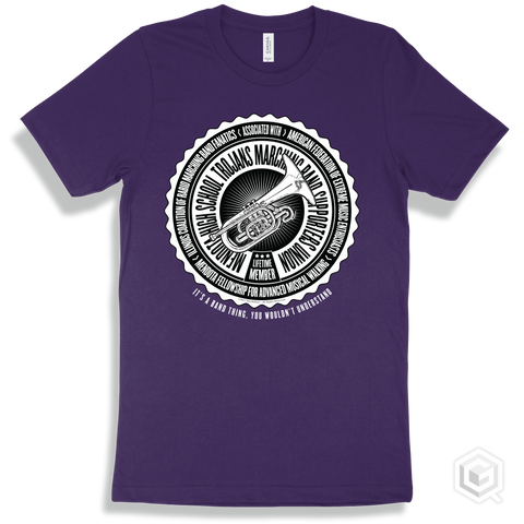 Mendota High School Trojans Marching Band Supporters Union Design - Team Purple T-shirt