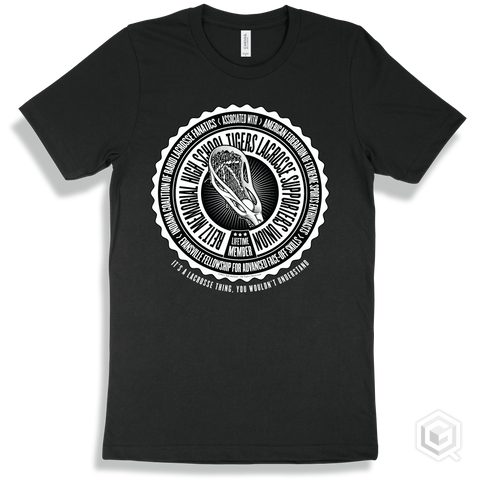 Reitz Memorial High School Tigers Lacrosse Supporters Union Design - Black T-shirt