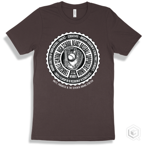 Evansville Central High School Bears Baseball Supporters Union Design - Brown T-shirt