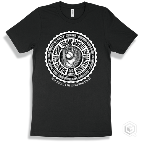 Mendota High School Trojans Baseball Supporters Union Design - Black T-shirt