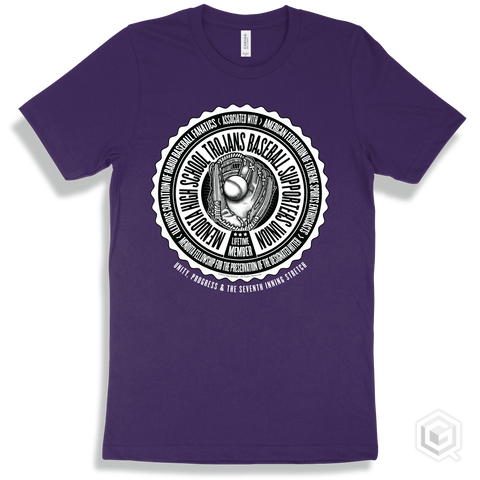 Mendota High School Trojans Baseball Supporters Union Design - Team Purple T-shirt