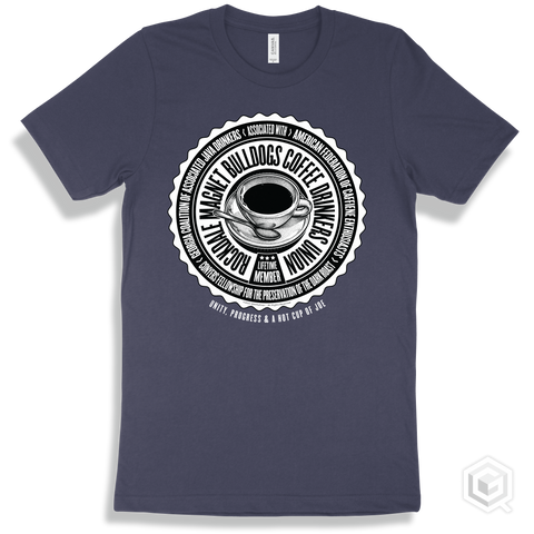 Rockdale Magnet School for Science and Technology Bulldogs Coffee Drinkers Union Design - Navy T-shirt