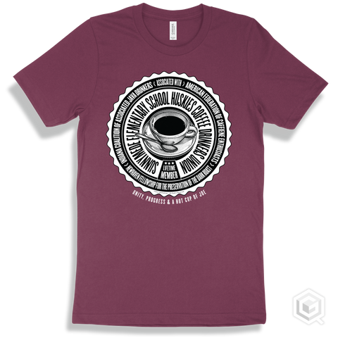 Sunnymede Elementary School Huskies Coffee Drinkers Union Design - Maroon T-shirt