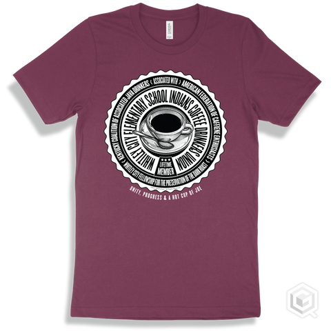 Whitley City Elementary School Indians Coffee Drinkers Union Design - Maroon T-shirt