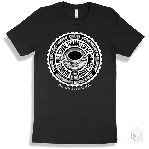 Mendota High School Trojans Coffee Drinkers Union Design - Black T-shirt