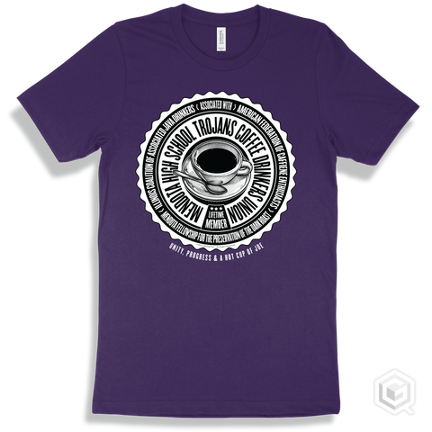 Mendota High School Trojans Coffee Drinkers Union Design - Team Purple T-shirt