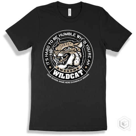 Your School Name Here Wildcats Black T-Shirt - Hard To Be Humble Design
