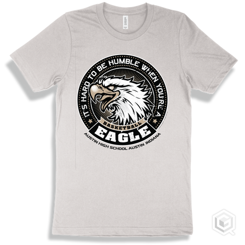 Austin High School Eagles White T-Shirt - Hard To Be Humble Basketball Design