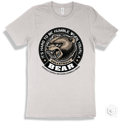 Evansville Central High School Bears White T-Shirt - Hard To Be Humble Volleyball Design