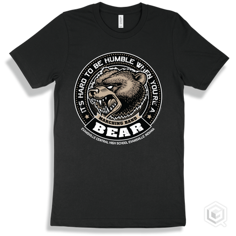 Evansville Central High School Bears Black T-Shirt - Hard To Be Humble Marching Band Design