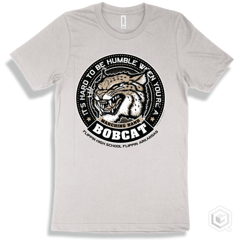 Flippin High School Bobcats White T-Shirt - Hard To Be Humble Marching Band Design