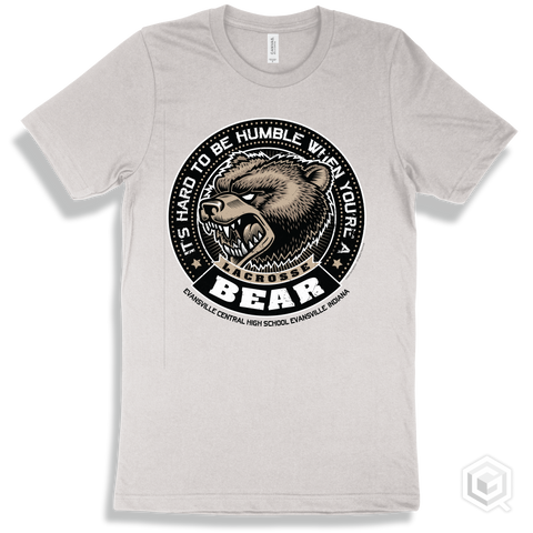 Evansville Central High School Bears White T-Shirt - Hard To Be Humble Lacrosse Design