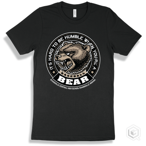 Evansville Central High School Bears Black T-Shirt - Hard To Be Humble Baseball Design