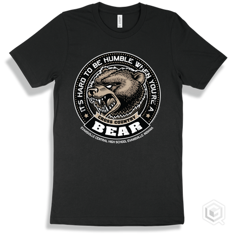 Evansville Central High School Bears Black T-Shirt - Hard To Be Humble Cross Country Design